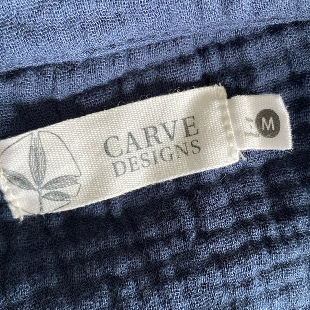 Carve Designs Gauze Shirt Dress Womens Sz Medium Navy Button Down Long Sleeve — image 6 of 6